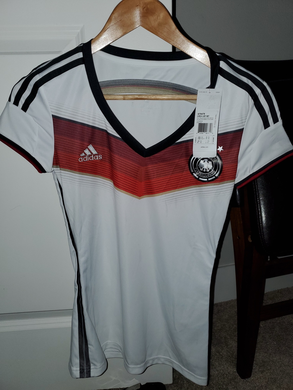 adidas White Soccer Jersey with Red Gradient and Black Trim